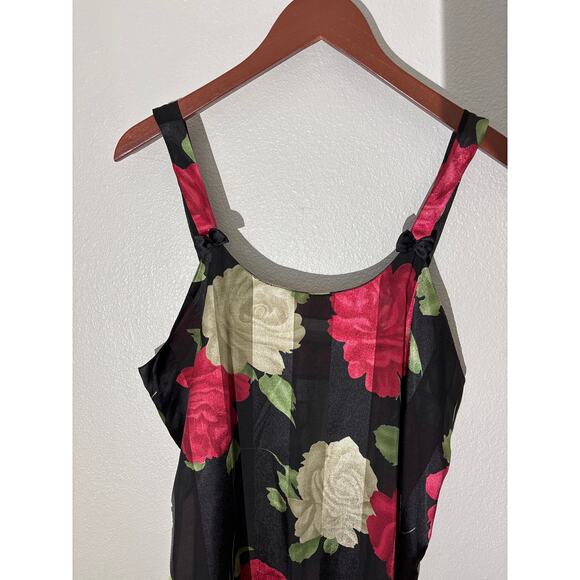 Vintage 90s Floral Slip Maxi Dress Sz L Roses Fairycore Whimsygoth Romantic - Picture 3 of 10